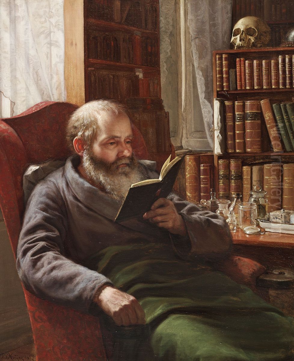 Portrait of the artist's foster father the zoologian and professor Henrik Nicolai Kroyer Oil Painting by Peder Severin Kroyer