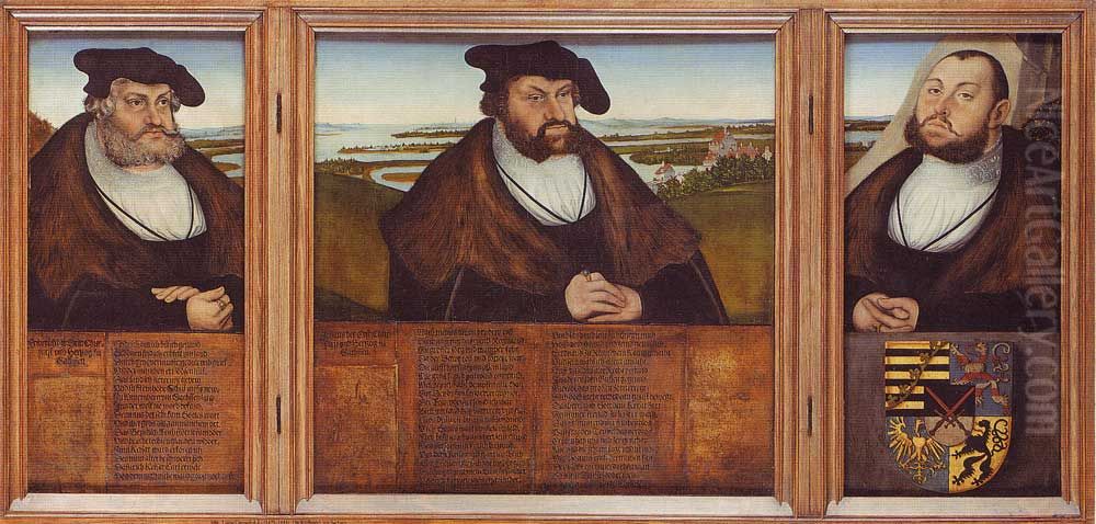 The three Electors of Saxony Oil Painting by Lucas Cranach the Elder