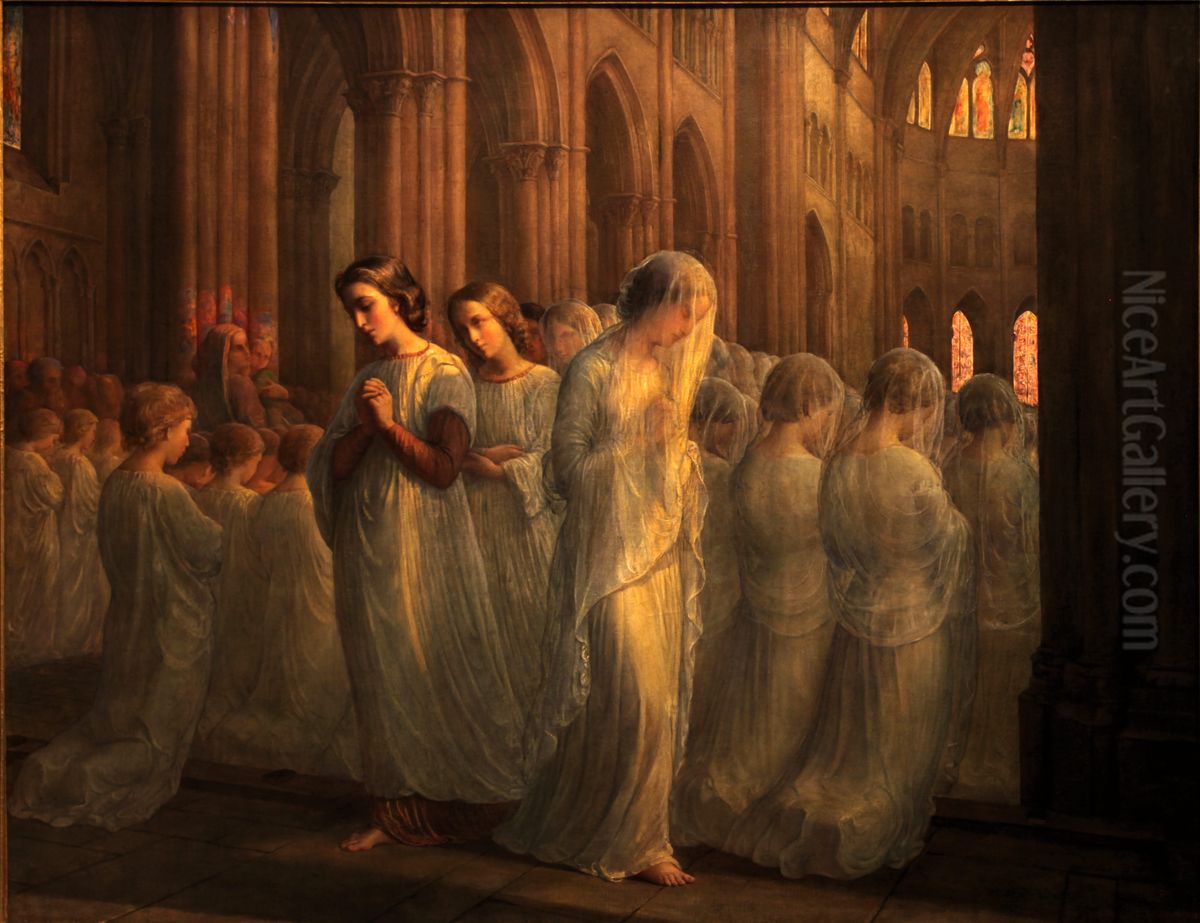 Premiere Communion Oil Painting by Louis Janmot