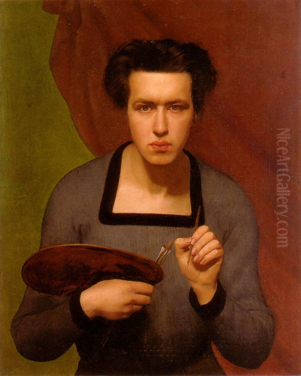 Portrait de l'artiste Oil Painting by Louis Janmot