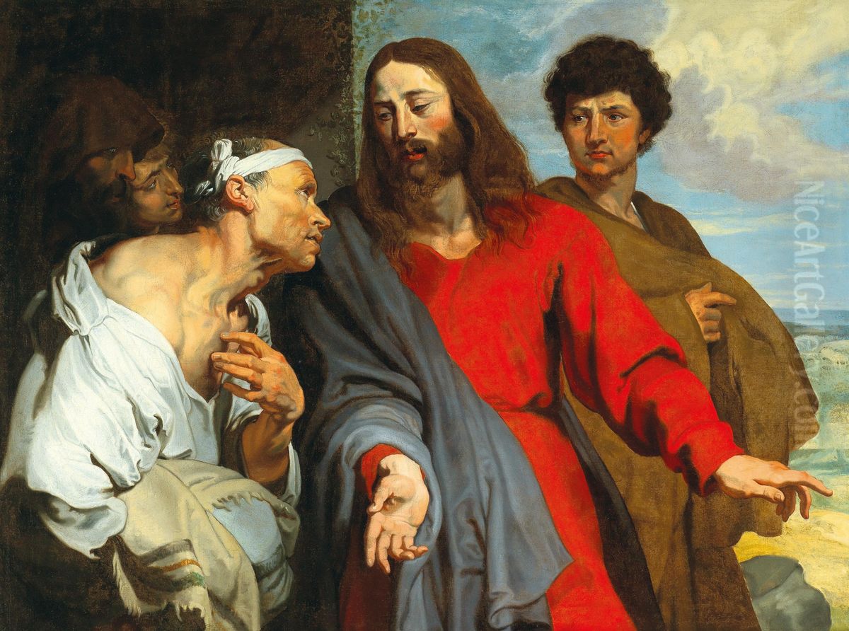 Christ healing the paralytic, 'Take up your mat and walk' Oil Painting by Anthony van Dyckand workshop