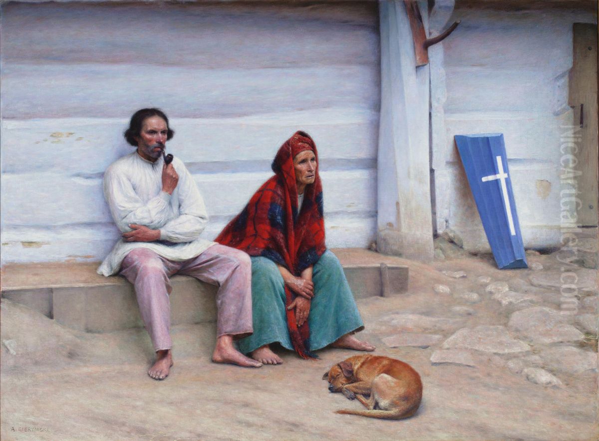 Peasant coffin Oil Painting by Aleksander Gierymski