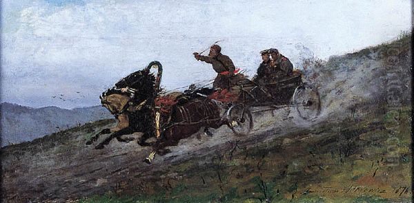 Three of Siberian - In the Urals Oil Painting by Stanislaw Witkiewicz