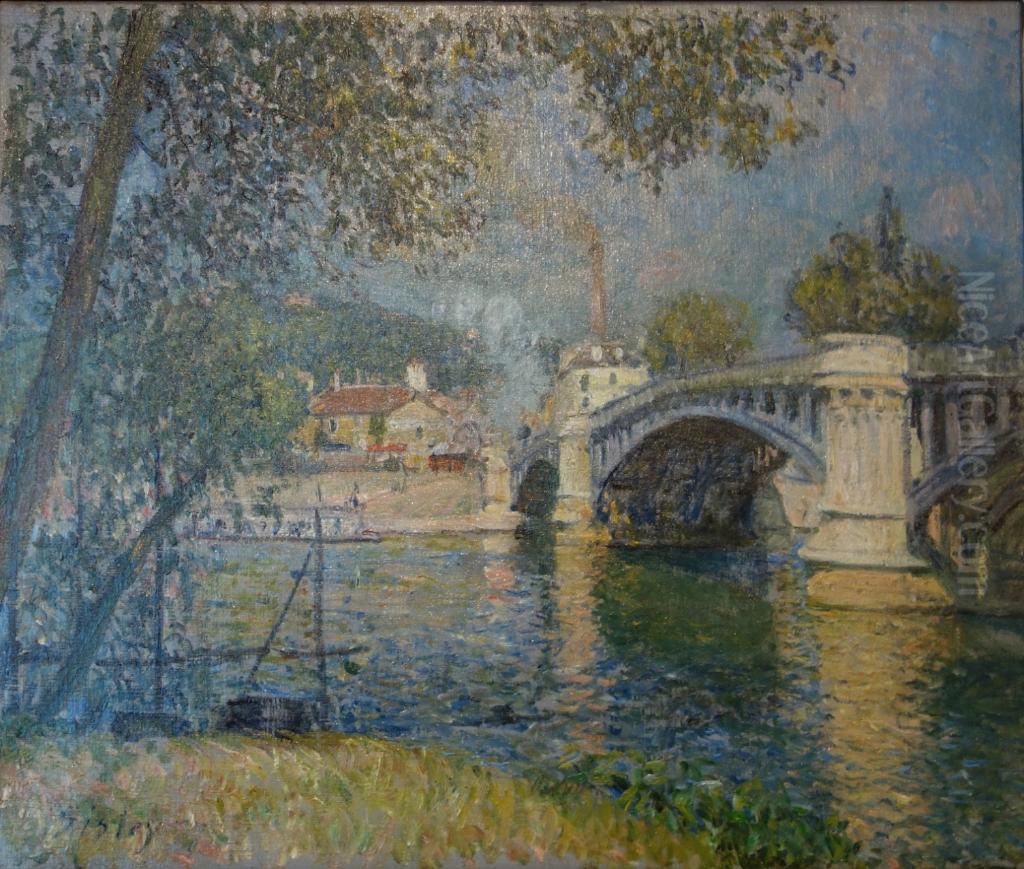 Pont sur la Seine Oil Painting by Alfred Sisley