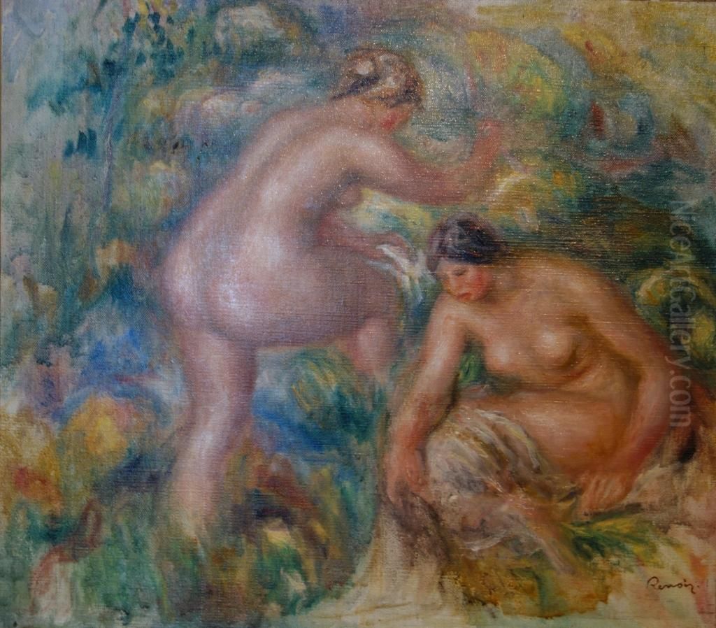 Deux baigneuses Oil Painting by Pierre Auguste Renoir