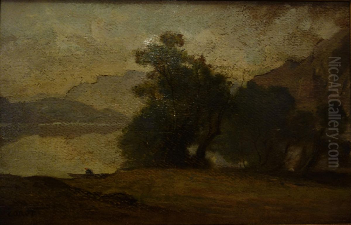Paysage avec un lac Oil Painting by Jean-Baptiste Camille Corot