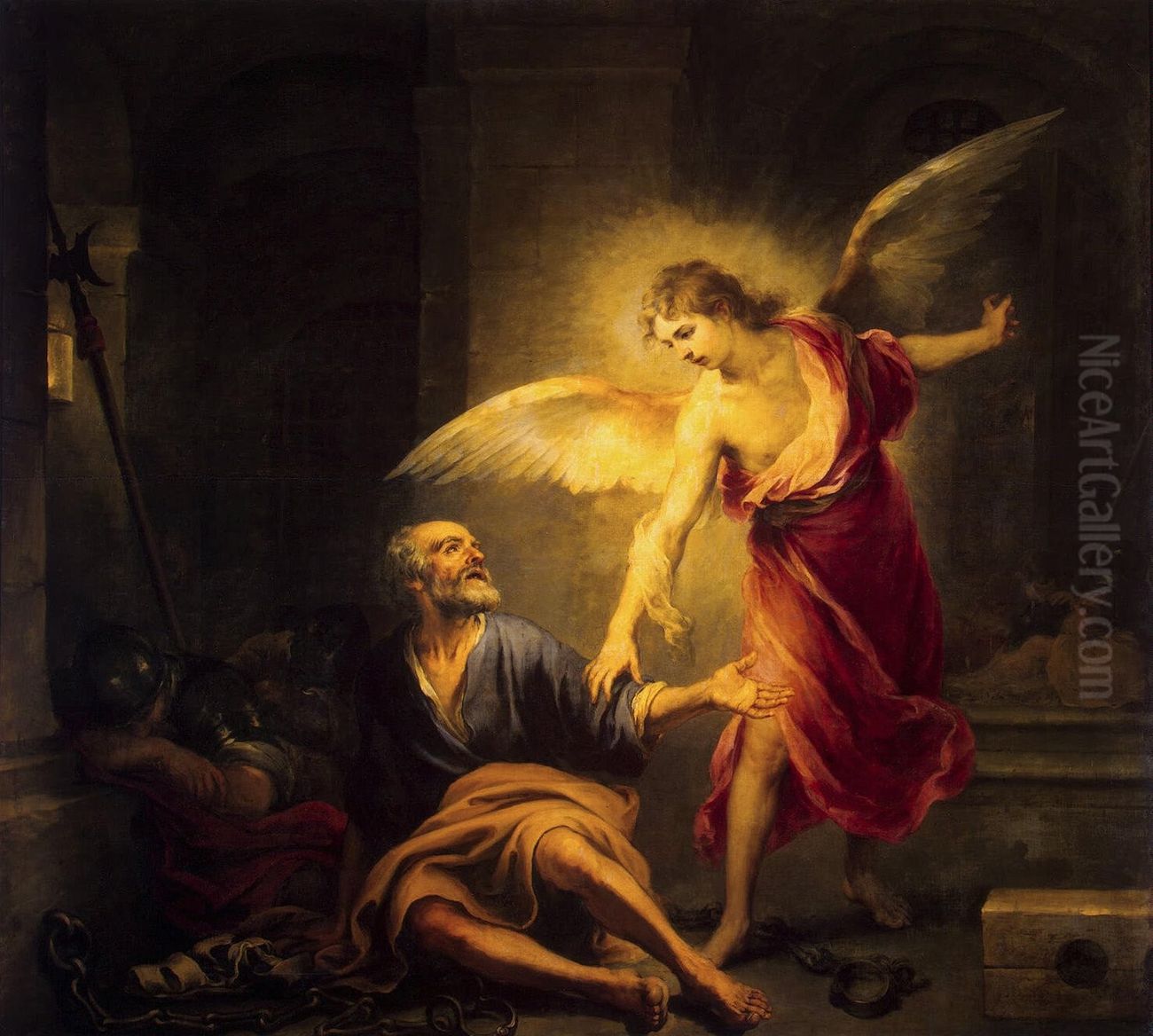 Liberation of St Peter Oil Painting by Bartolome Esteban Murillo