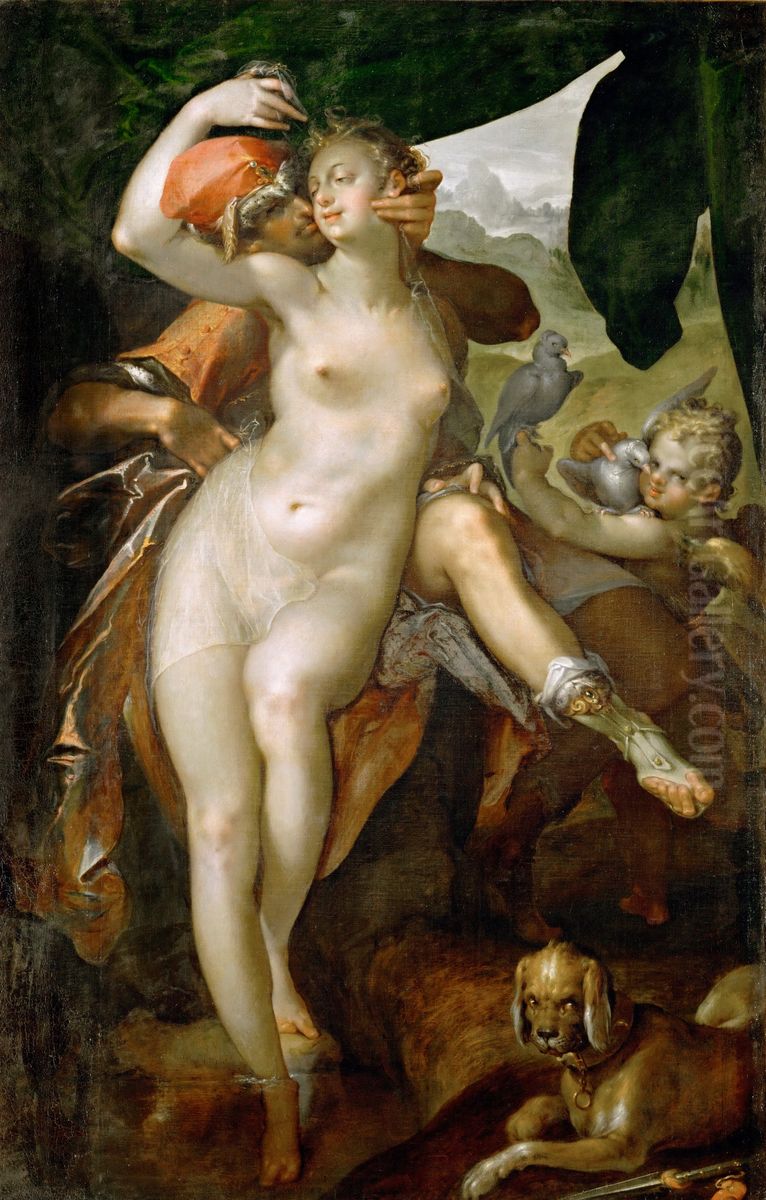 Venus and Adonis Oil Painting by Bartholomeus Spranger