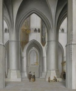 Interior of the St. Bavo-church in Haarlem, view of the southern ambulatory and the northern chancel wall