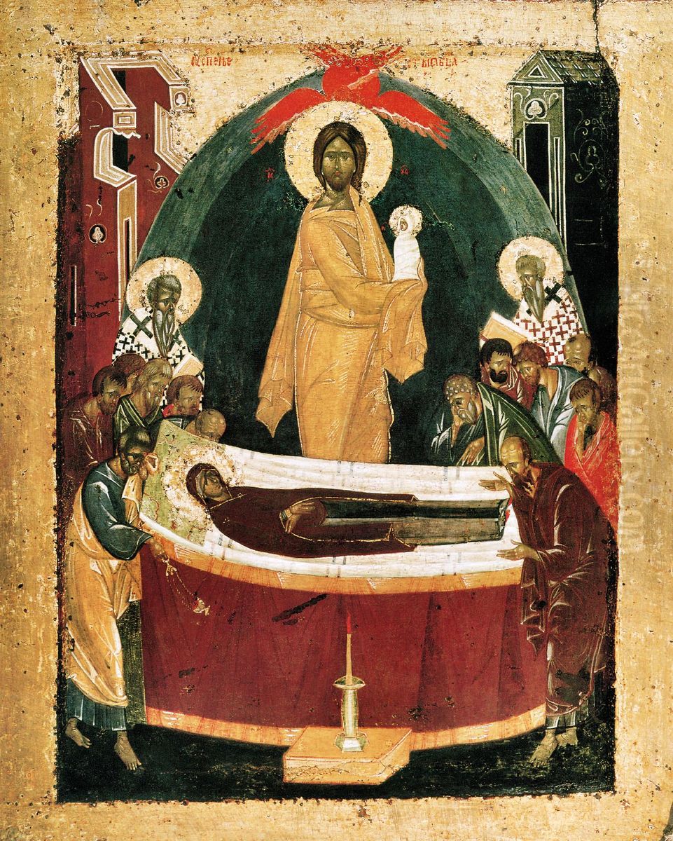 the repose of the Virgin Mary Oil Painting by Theophanes The Greek