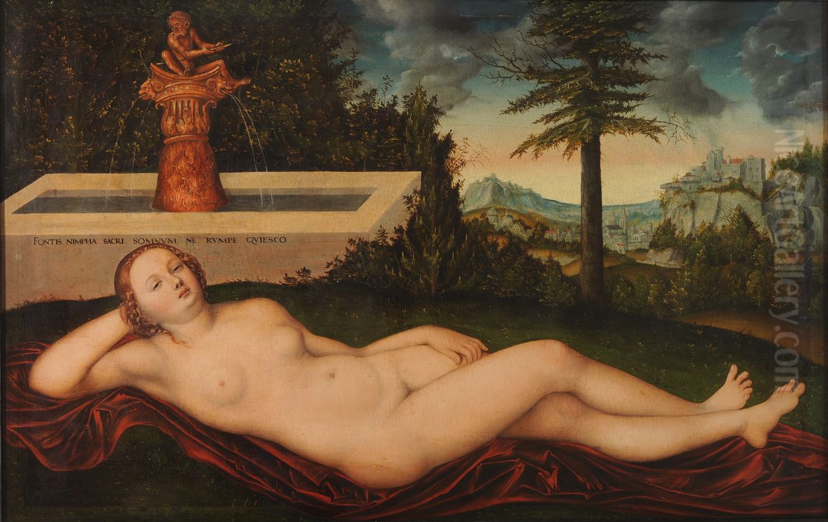 A nymph at a Fountain Oil Painting by Lucas Cranach the Elder