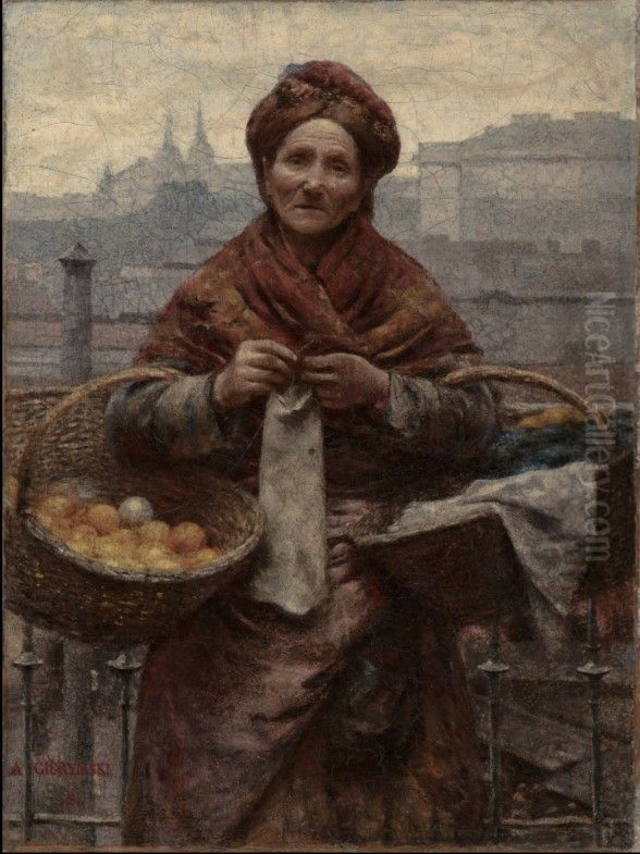 Zydowka z cytrynami Oil Painting by Aleksander Gierymski