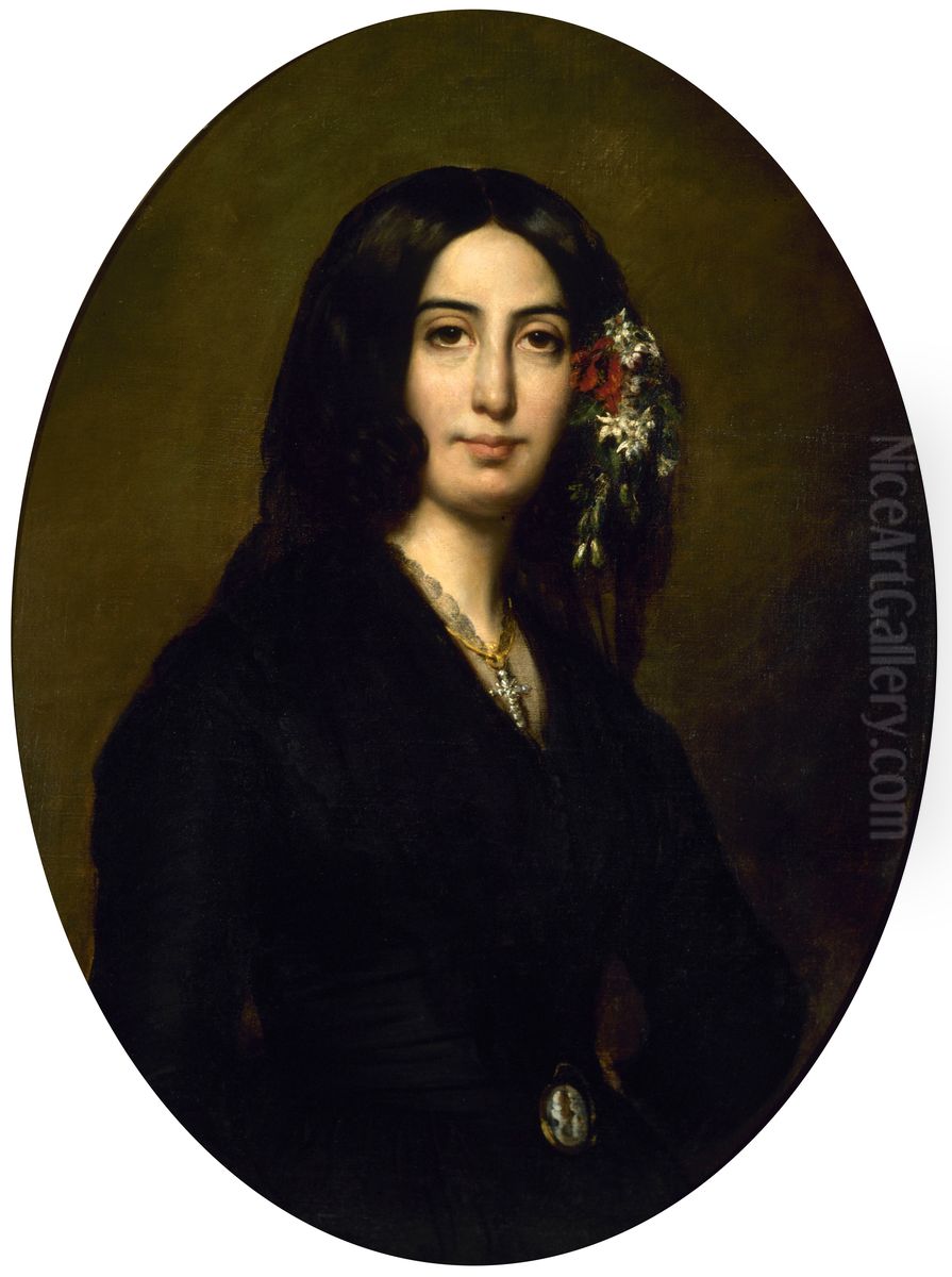 Portrait of George Sand Oil Painting by Auguste Charpentier