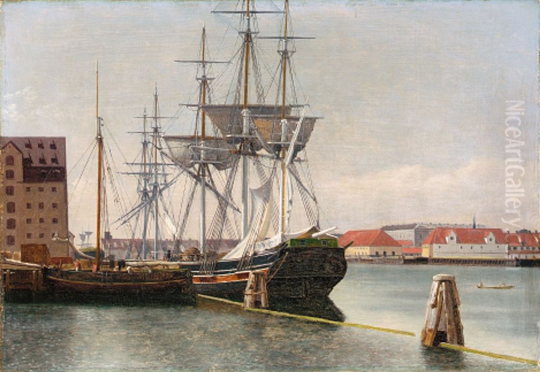 View from Wilders Plads in Copenhagen. Oil Study. Oil Painting by Christoffer Wilhelm Eckersberg
