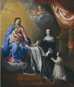 Louis XIV with his mother and brother