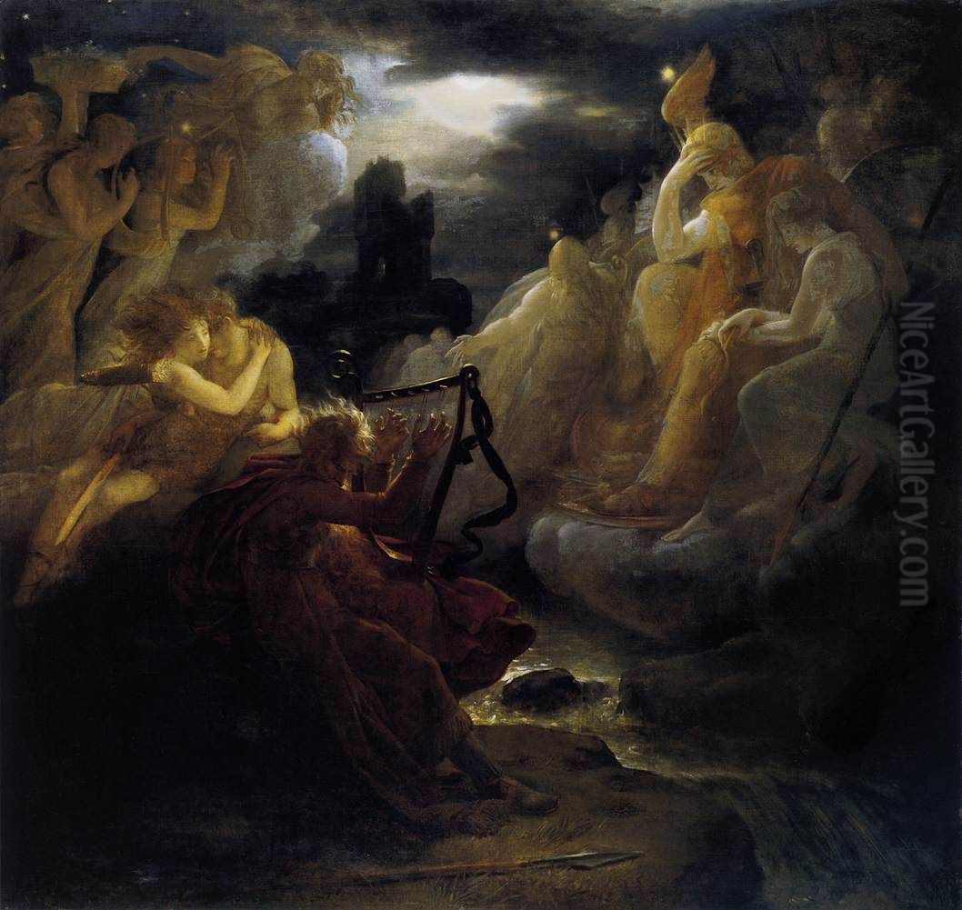 Ossian Awakening the Spirits on the Banks of the Lora with the Sound of his Harp Oil Painting by Francois Gerard