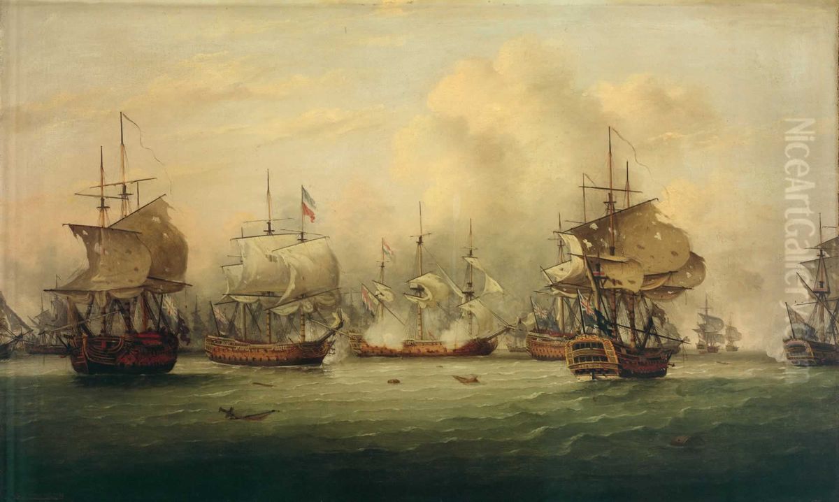 The Naval Battle of Dogger Bank, August 5, 1781. Oil Painting by Thomas Luny