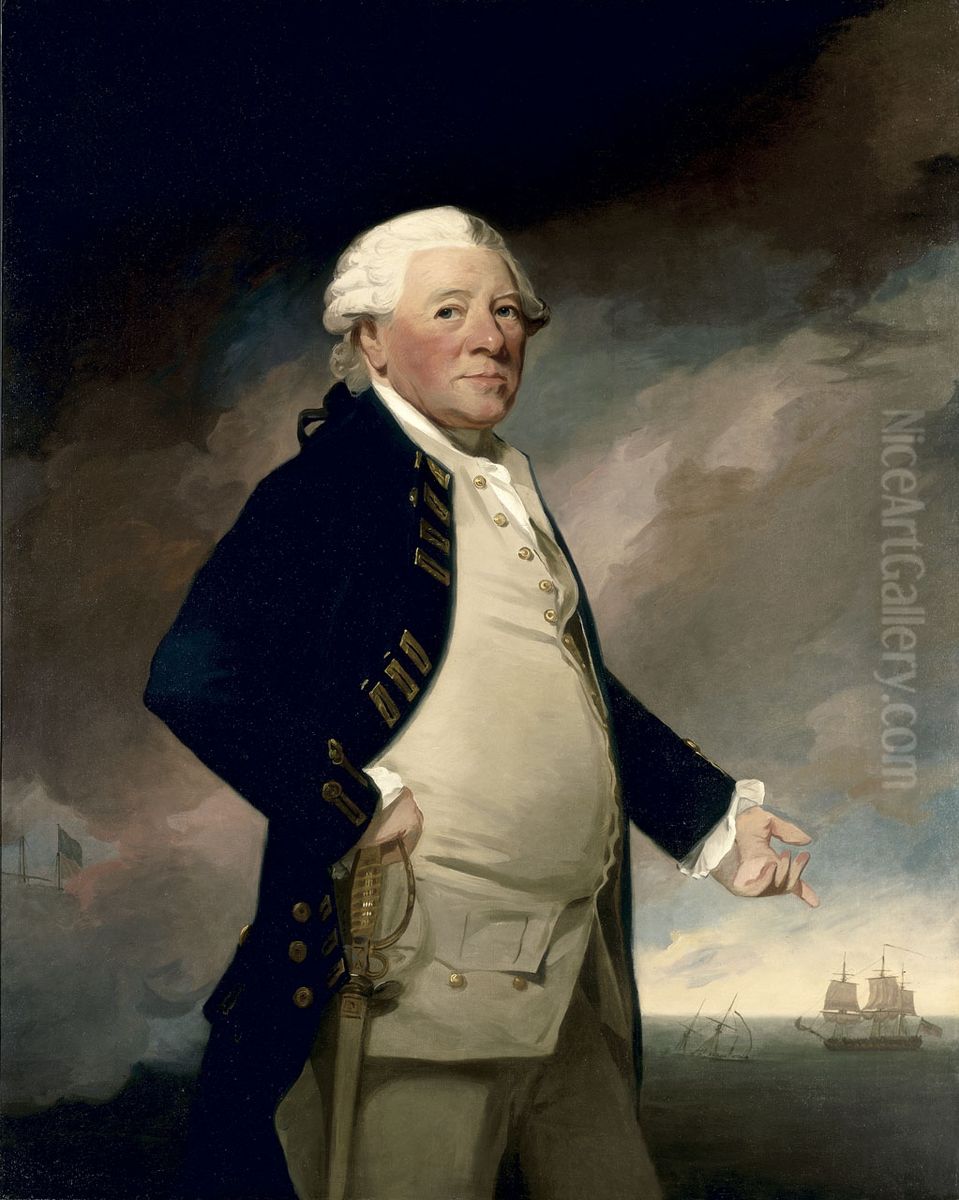 Portrait of Vice-Admiral Sir Hyde Parker, 5th Baronet (1714-1782) Oil Painting by George Romney