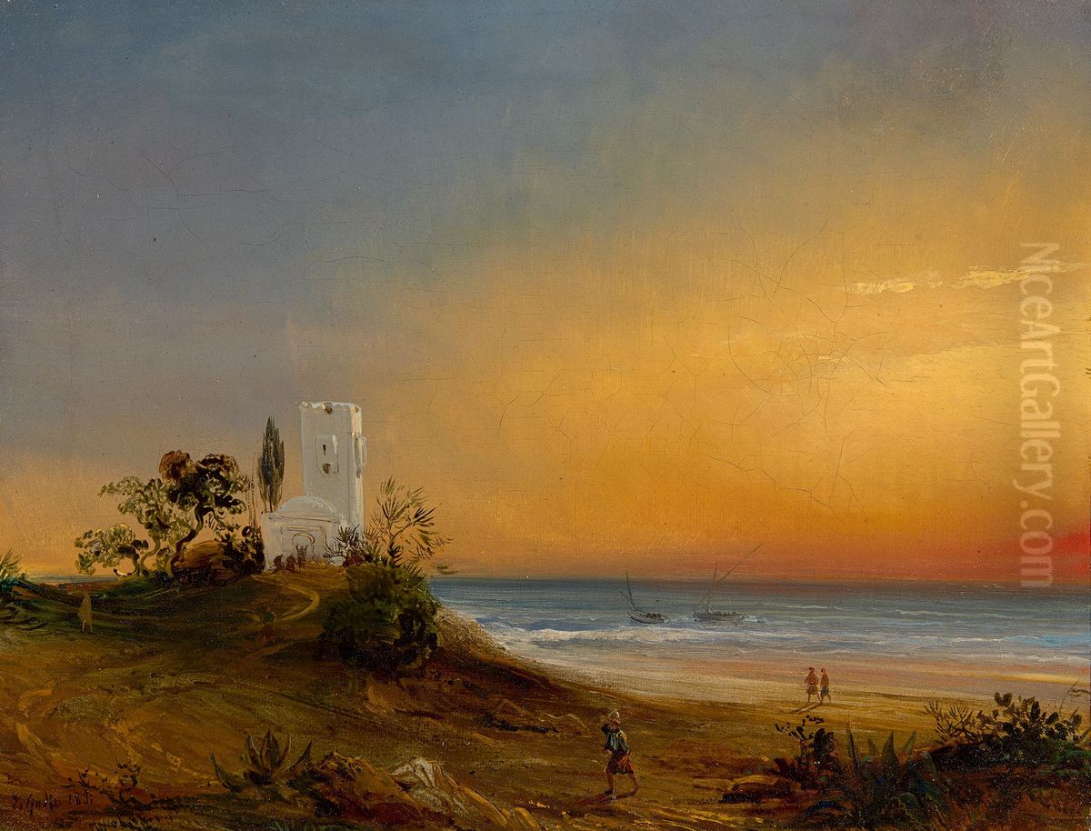 Coast in Algeria Oil Painting by Theodore Gudin