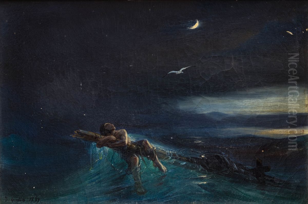 Le naufrage Oil Painting by Theodore Gudin