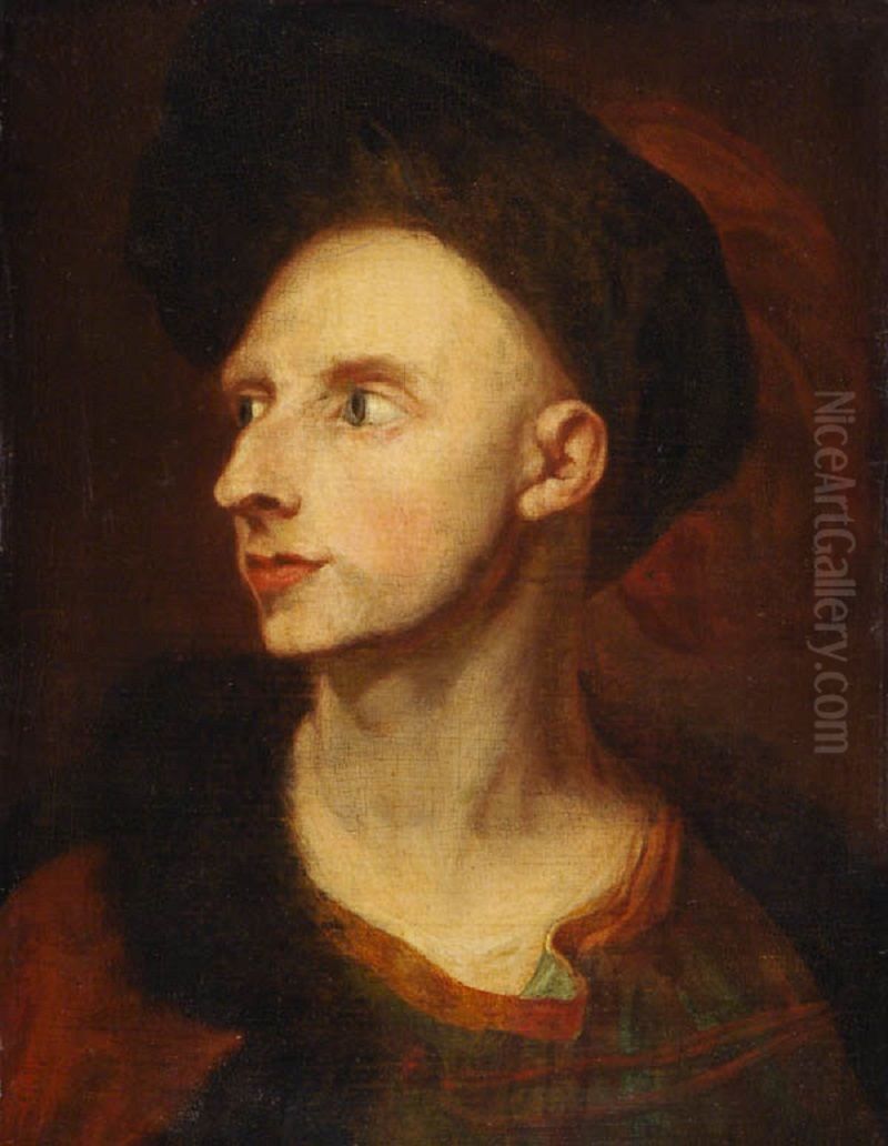 Portrait of a Man with a Beret Oil Painting by Alexis Grimou