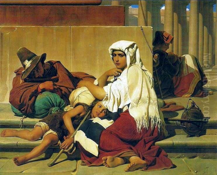 Pilgrims in Rome. Oil Painting by Paul Delaroche