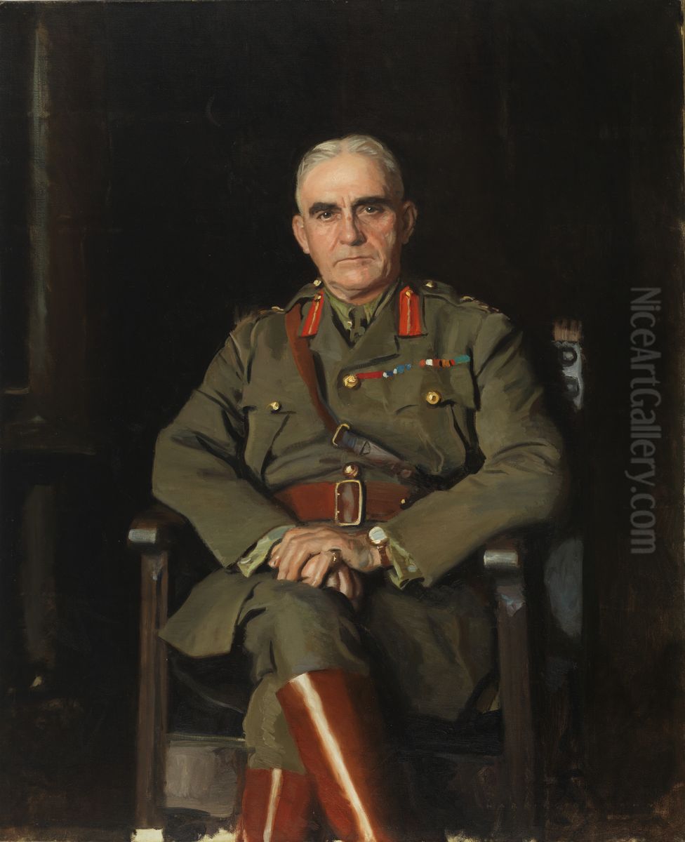 Lieutenant General Sir Sam Hughes Oil Painting by Harrington Mann