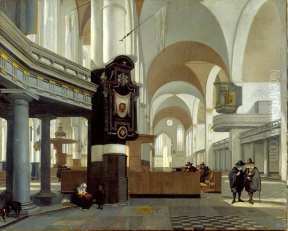 Innenansicht der Oude Kerk in Amsterdam Oil Painting by Emanuel de Witte