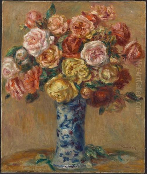 Vase de fleurs Oil Painting by Pierre Auguste Renoir