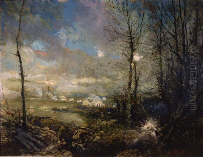Gas Attack, Flanders, 1915 Oil Painting by Alfred Bastien