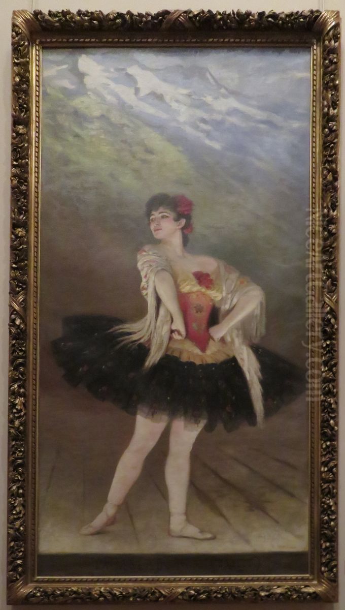 Portrait de Mademoiselle Sandrini Oil Painting by Edouard Debat-Ponsan