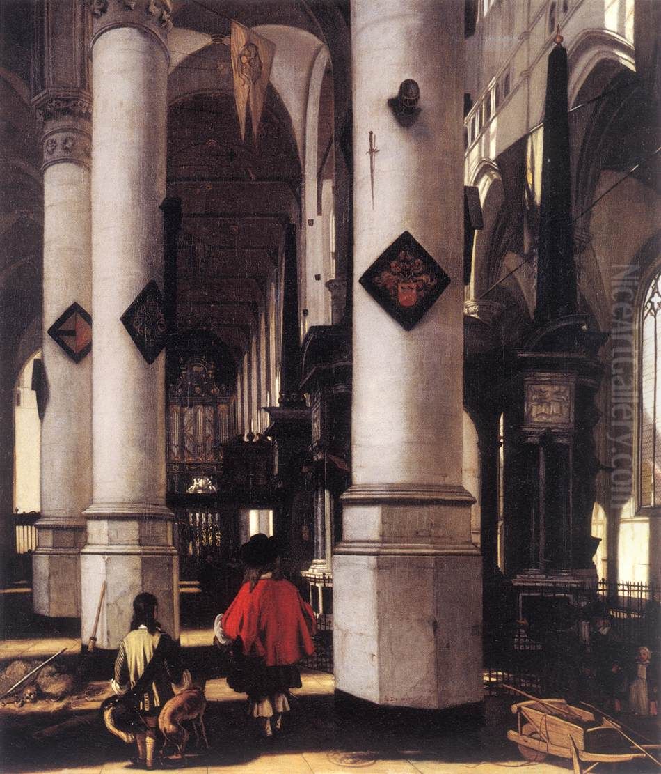 Interior of the Nieuwe Kerk in Delft Oil Painting by Emanuel de Witte