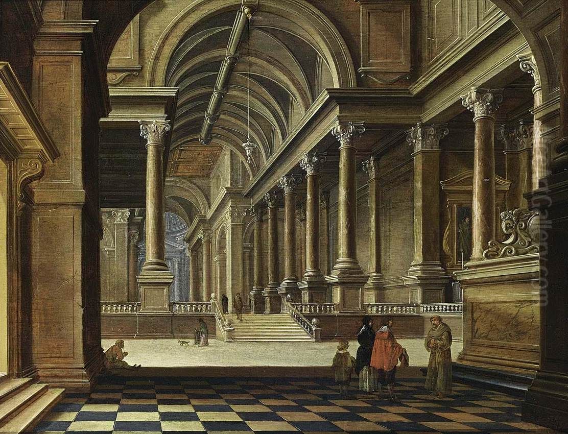 Interior of an Imaginary Church. Oil Painting by Bartholomeus Van Bassen