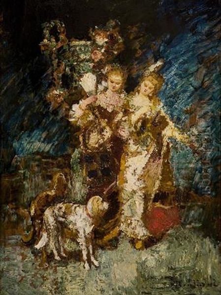 Fete galante Oil Painting by Adolphe Joseph Thomas Monticelli