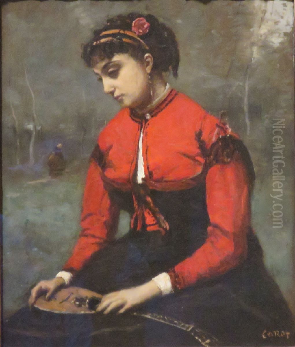 The Grasshopper Oil Painting by Jean-Baptiste Camille Corot