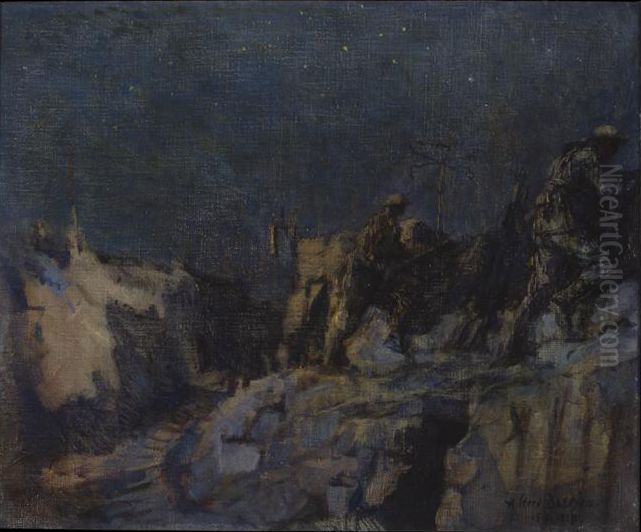 Gas Outpost Oil Painting by Alfred Bastien