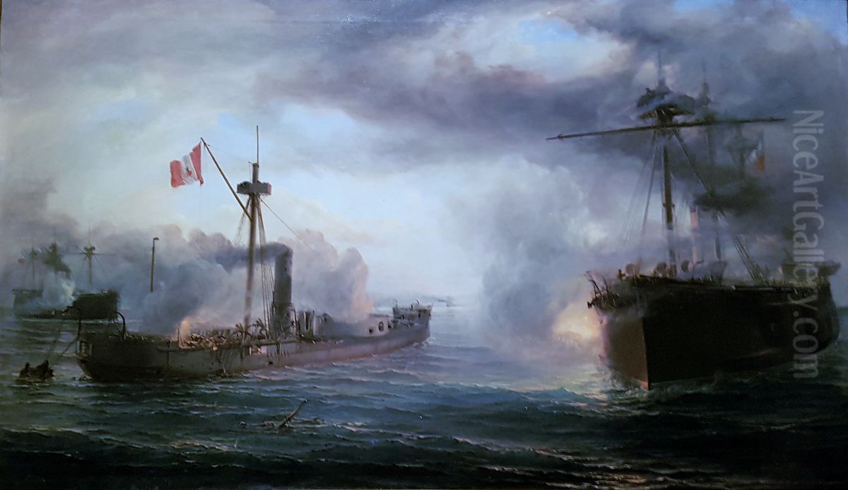 Die Wegnahme der Huascar Oil Painting by Thomas Somerscales