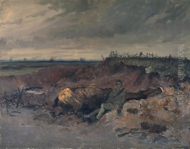 Dead Horse and Rider in a Trench Oil Painting by Maurice Galbraith Cullen