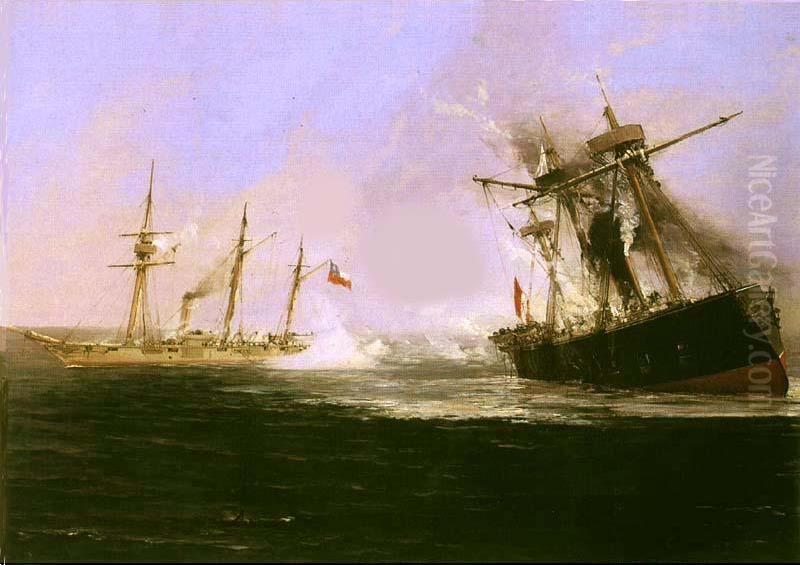 The Sea Battle of Punta Gruesa Oil Painting by Thomas Somerscales