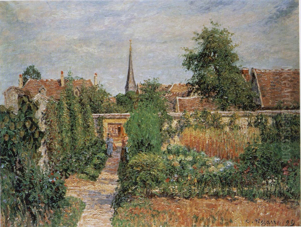 Gemusegarten und Glockenturm von Eragny Oil Painting by Camille Pissarro