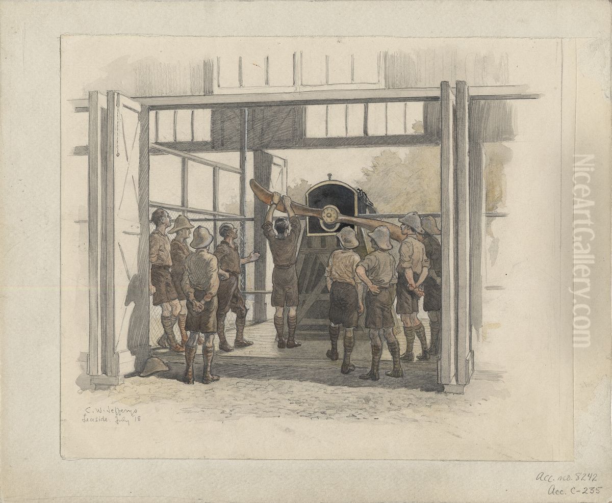 Instruction in Propeller Swinging Oil Painting by Charles William Jefferys