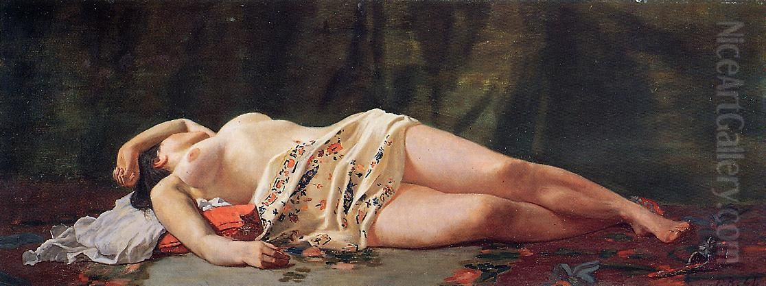 Reclining Nude Oil Painting by Frederic Bazille