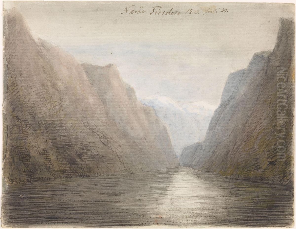 Fra Naeroyfjorden Oil Painting by Hans Linstow