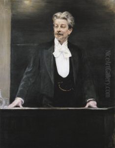 Portrait of Georg Brandes giving a lecture