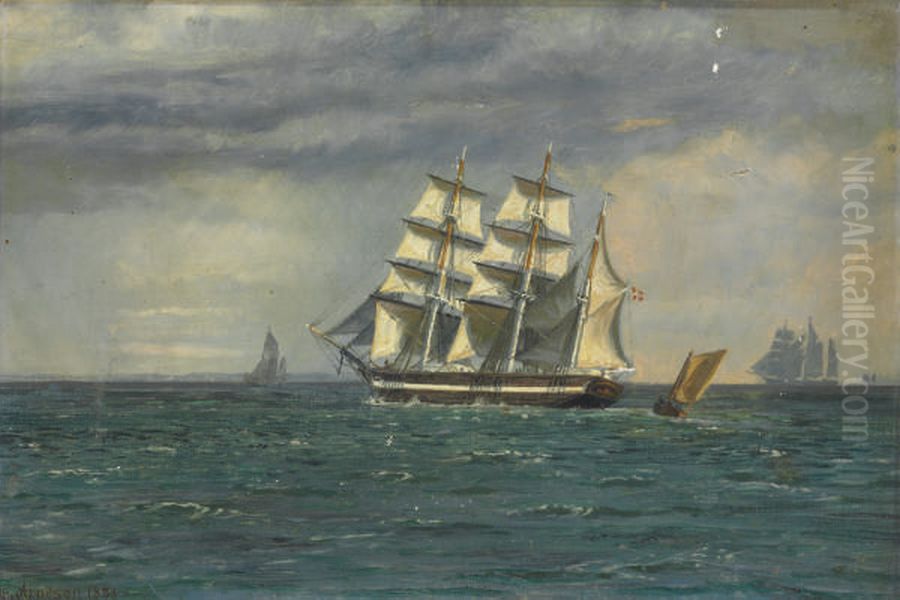 The Danish barque Gerson off Copenhagen. Oil Painting by Vilhelm Arnesen