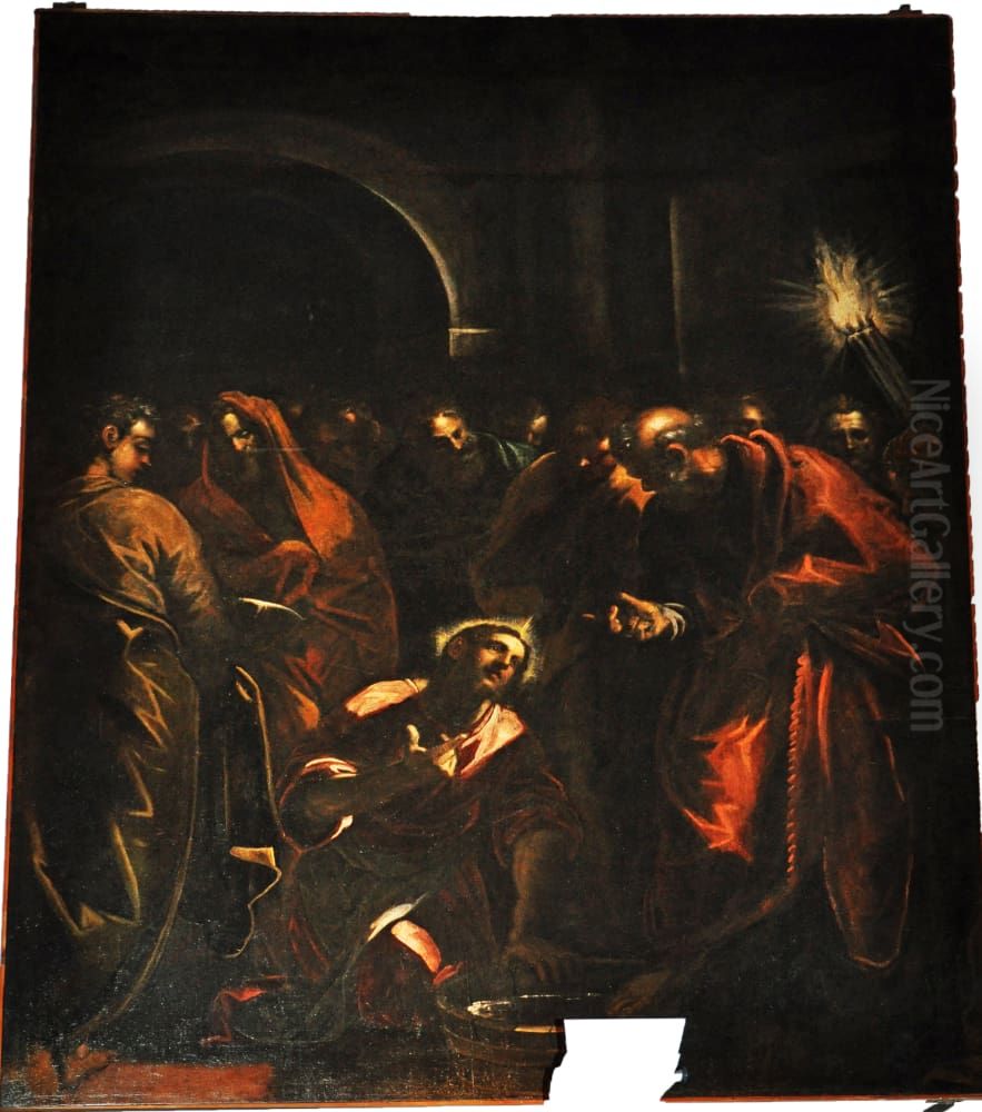 Christ washing the Feet of the Disciples Oil Painting by Jacopo Tintoretto