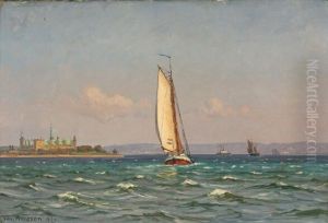 Seascape with a Dutch cuf off the coast of Kronborg Castle