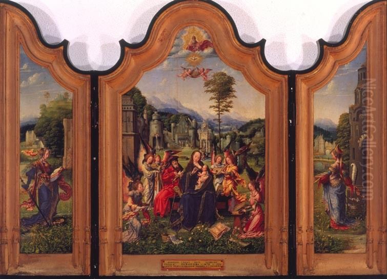 Triptico da Sagrada Familia Oil Painting by Jan Gossaert