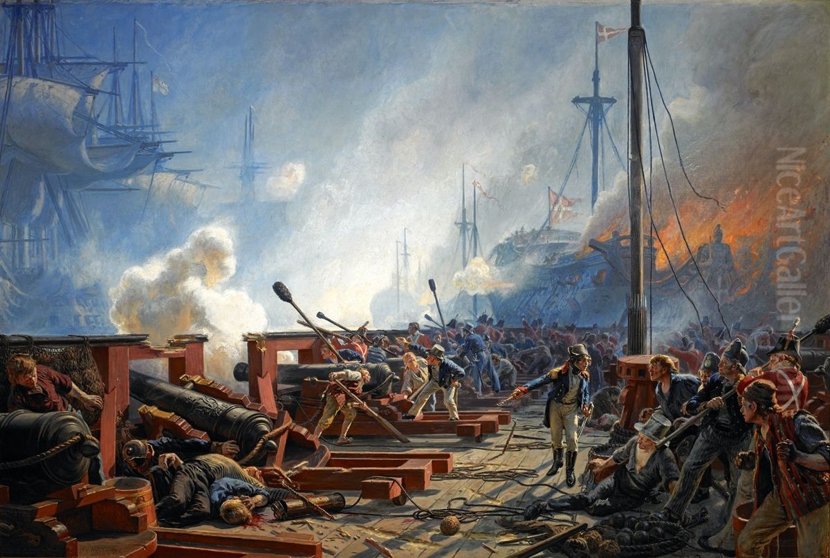The Battle of Copenhagen 1801 Oil Painting by Christian Molsted