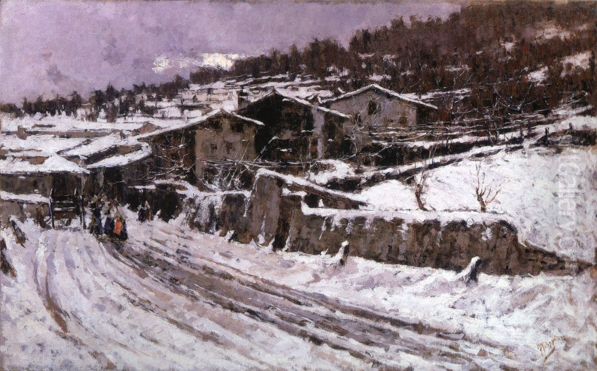Snowfall Oil Painting by Francesco Filippini